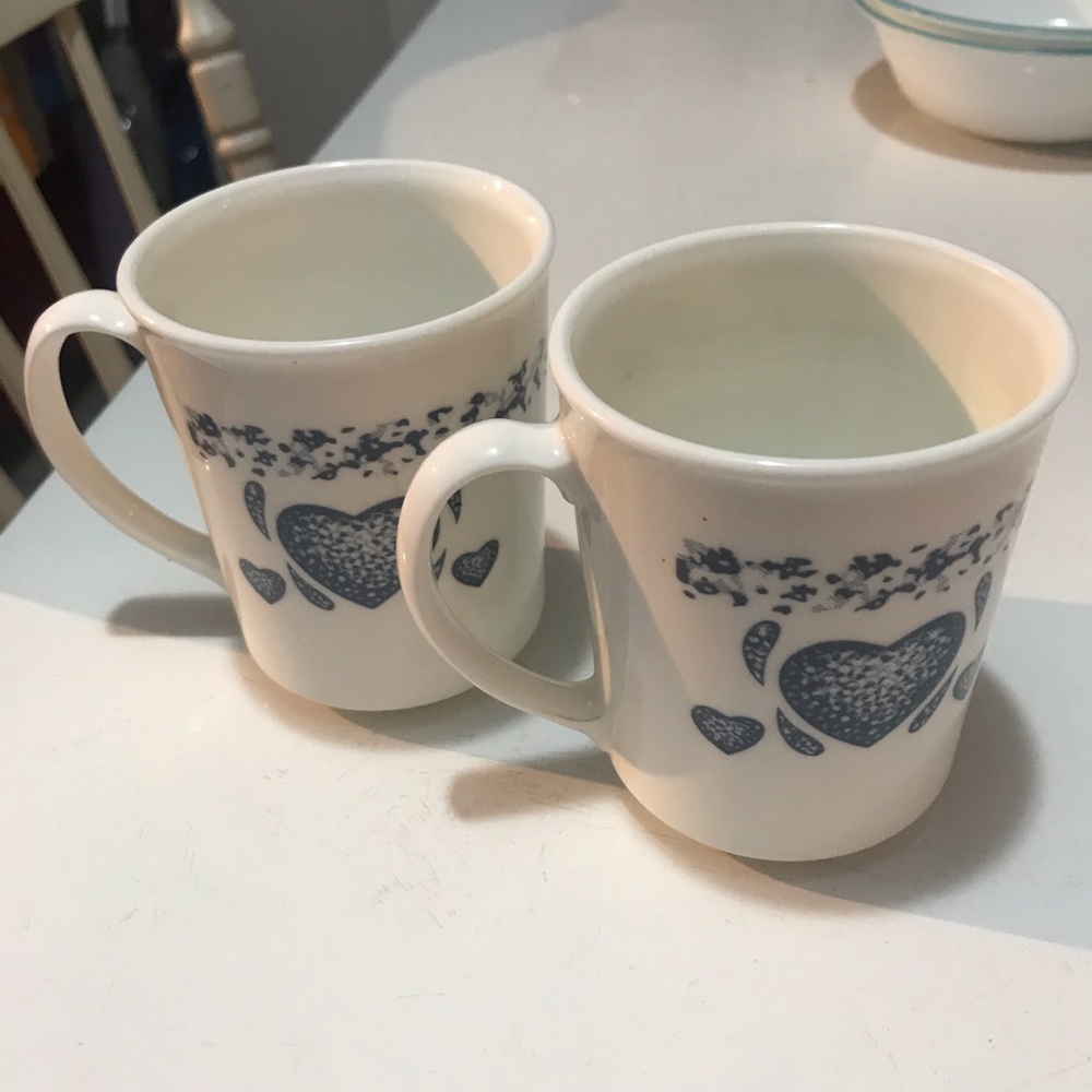 Corelle Blue Hearts Mugs